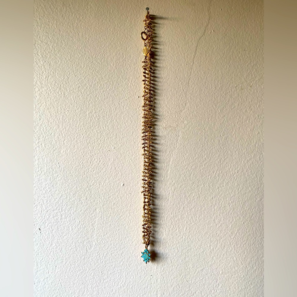 Gold and blue stone necklace 17 inch